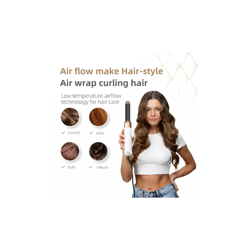 Your hair looks beautiful every day!              5 in 1 Hair Dryer Hot Comb Set Professional Curling Iron Hair Straightener Styling Tool For Airwrap Hair Dryer Household