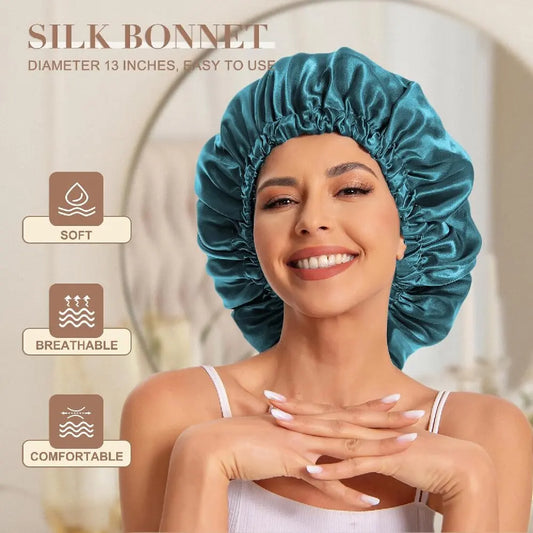 Say goodbye to frizz. – Premium Silk Sleep Cap