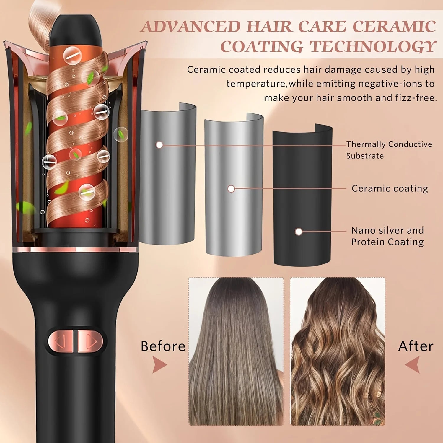 The art of perfect curls!  Automatic Hair Curler Auto Hair Curling Iron Ceramic Rotating Air Curler Air Spin Wand Styler Curl Machine Magic Hair Curler