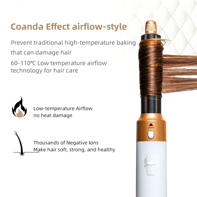 Your hair looks beautiful every day!              5 in 1 Hair Dryer Hot Comb Set Professional Curling Iron Hair Straightener Styling Tool For Airwrap Hair Dryer Household