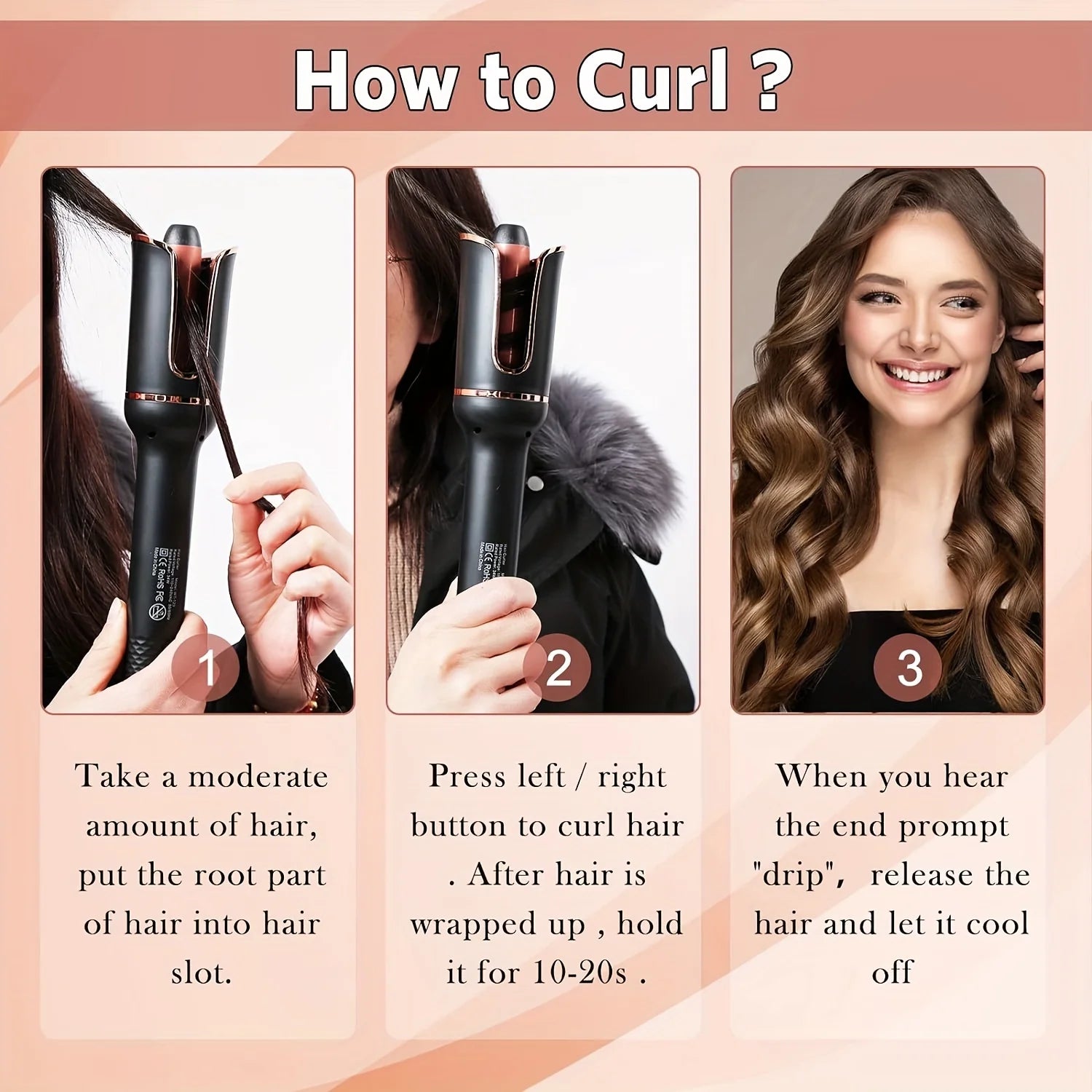 The art of perfect curls!  Automatic Hair Curler Auto Hair Curling Iron Ceramic Rotating Air Curler Air Spin Wand Styler Curl Machine Magic Hair Curler