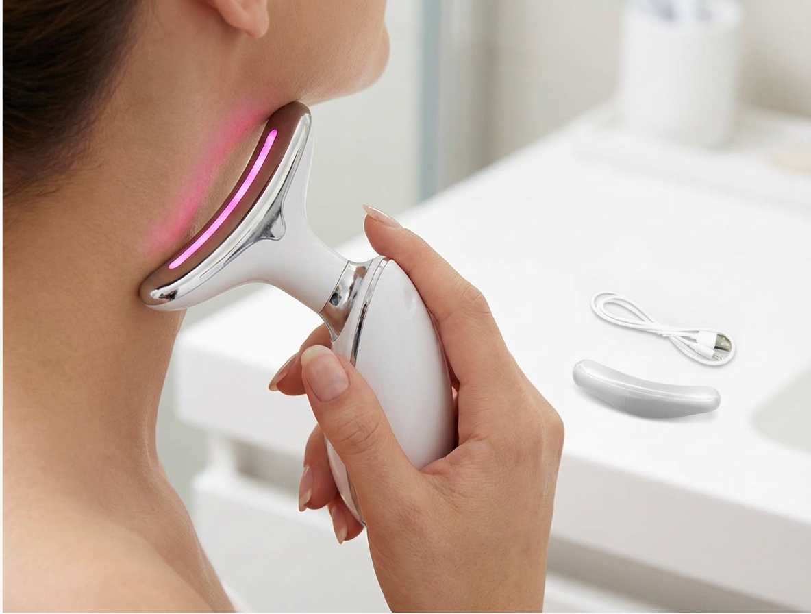 ELLYORA Facial and Neck Device — EMS Microcurrent and LED Therapy - Designed to support calm, balanced, natural-looking skin.